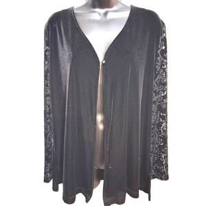 Vintage Studio Cardigan XL Black, Burnout Velvet Sleeves Fairy Goth Witchcore